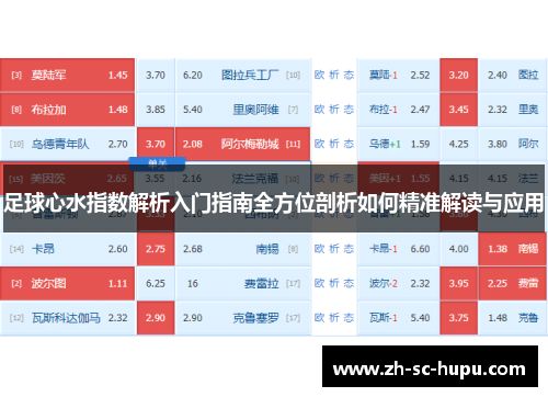足球心水指数解析入门指南全方位剖析如何精准解读与应用